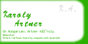 karoly artner business card